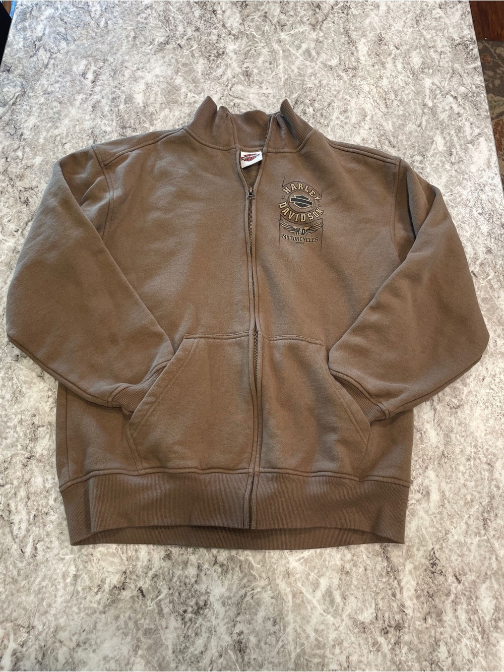 Harley Davidson Brown Zip Up - Size Large- Smokey Mountain, Hillbilly Tennessee